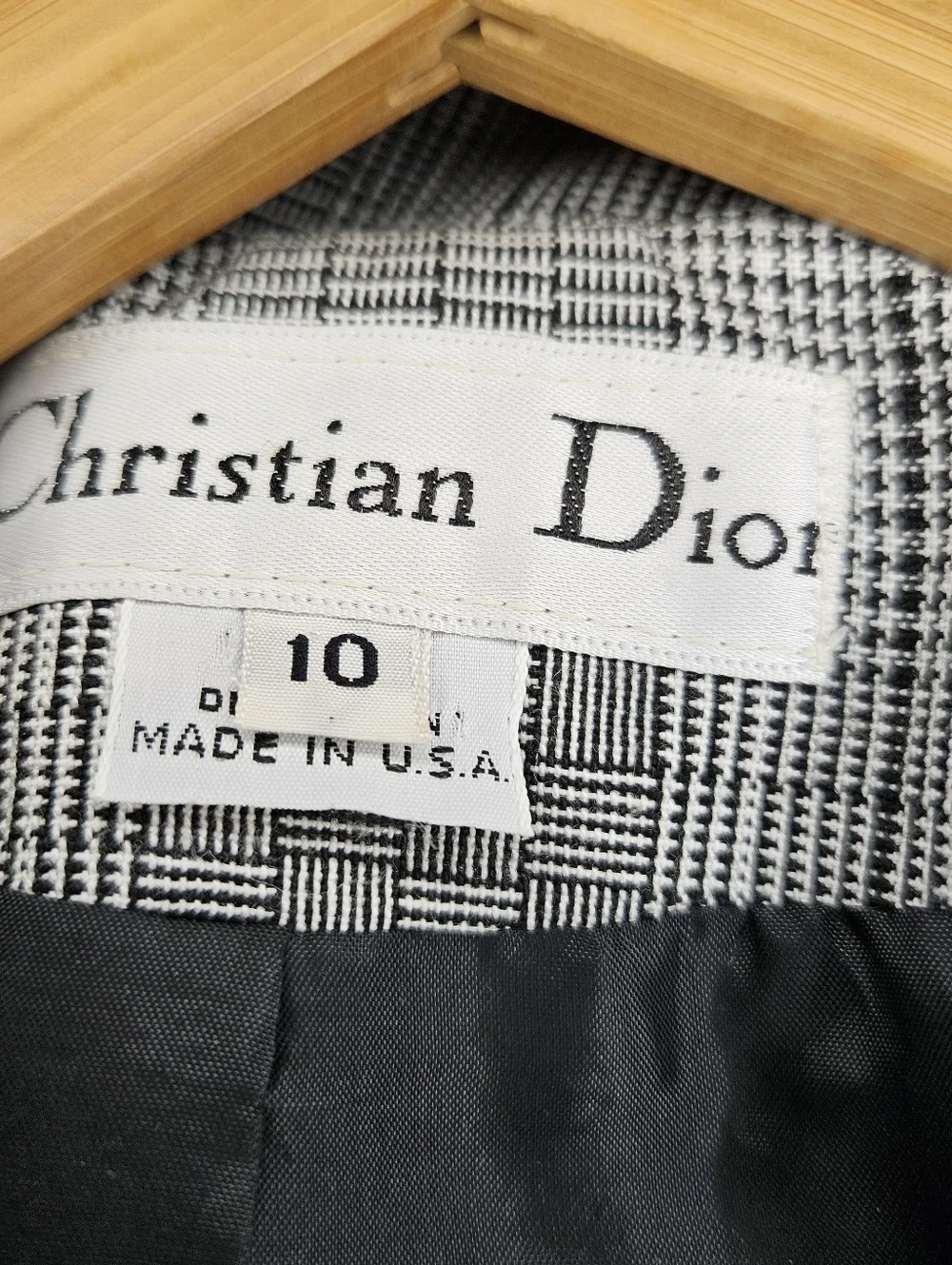 Vintage Christian Dior Women's Blazer Size 10 – Houndstooth / Glen Plaid